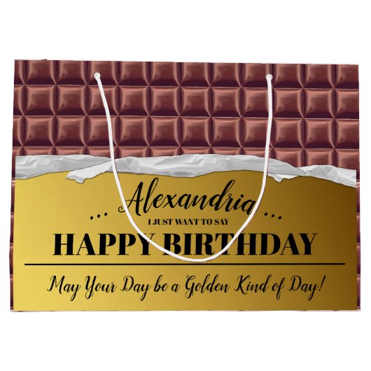 Gepersonaliseerde Gouden Ticket Chocolade Bar Verj Groot Cadeauzakje (Achterkant)