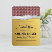 Gepersonaliseerde Gouden Ticket Chocolade Bedankkaart (Staand voorkant)