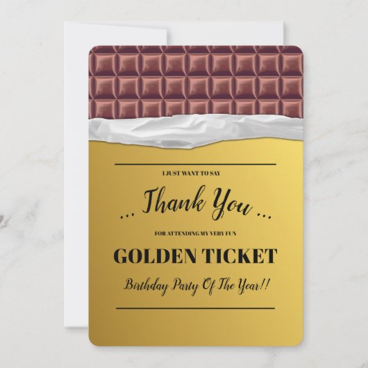 Gepersonaliseerde Gouden Ticket Chocolade Bedankkaart (Voorkant)