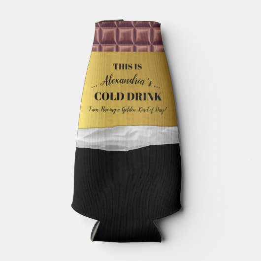 Gepersonaliseerde Gouden Ticket Chocolade Flesjeskoeler (Voorkant)