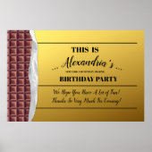 Gepersonaliseerde Gouden Ticket Chocolade Verjaard Poster (Voorkant)