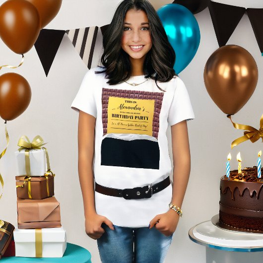 Gepersonaliseerde Gouden Ticket Chocolade Verjaard T-shirt