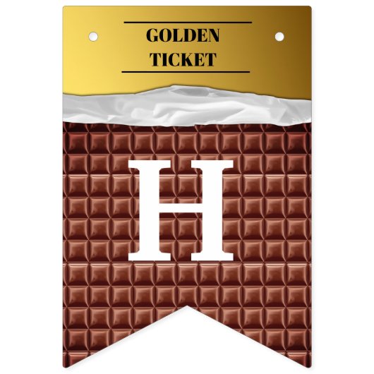 Gepersonaliseerde Gouden Ticket Chocolade Verjaard Vlaggetjes (Eerste vlag)