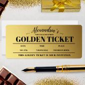 Gepersonaliseerde gouden ticket party uitnodiging