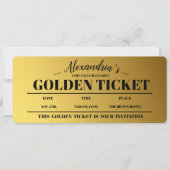 Gepersonaliseerde gouden ticket party uitnodiging (Voorkant)