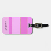 Gepersonaliseerde gouden trim roze strepen Bagagel Bagagelabel (Voorkant horizontaal)