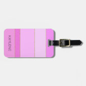 Gepersonaliseerde gouden trim roze strepen Bagagel Bagagelabel (Voorkant horizontaal)