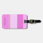 Gepersonaliseerde gouden trim roze strepen Bagagel Bagagelabel (Voorkant horizontaal)