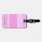 Gepersonaliseerde gouden trim roze strepen Bagagel Bagagelabel (Voorkant horizontaal)