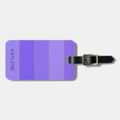 Gepersonaliseerde gouden trim Violet Stripes Bagag Bagagelabel (Voorkant horizontaal)
