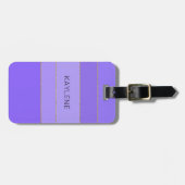 Gepersonaliseerde gouden trim Violet Stripes Bagag Bagagelabel (Voorkant horizontaal)