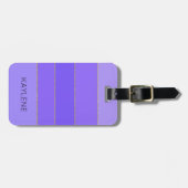 Gepersonaliseerde gouden trim Violet Stripes Bagag Bagagelabel (Voorkant horizontaal)