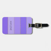 Gepersonaliseerde gouden trim Violet Stripes Bagag Bagagelabel (Voorkant horizontaal)
