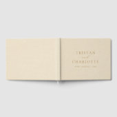 Gepersonaliseerde Gouden Typografie Crème Faux Lin Gastenboek (Volledig)