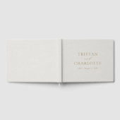 Gepersonaliseerde Gouden Typografie Wit Faux Linne Gastenboek (Volledig)
