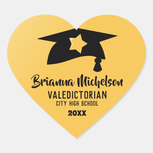 Gepersonaliseerde Gouden Valedictoriaanse Envelopz Hart Sticker (Voorkant)