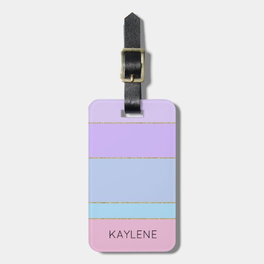 Gepersonaliseerde gouden versiering kleur strepen  bagagelabel (Voorkant verticaal)