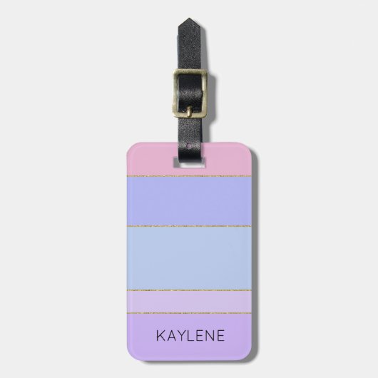 Gepersonaliseerde gouden versiering kleur strepen  bagagelabel (Voorkant verticaal)