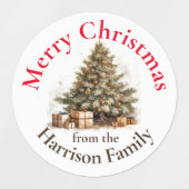 Gepersonaliseerde gouden Waterverf kerstboomwensen Labels (Design 1)