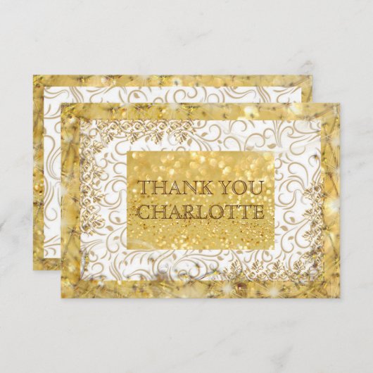 Gepersonaliseerde gouden wit bedankkaart (Voorkant / Achterkant)