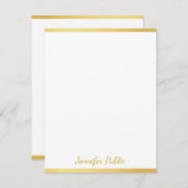 Gepersonaliseerde gouden witte hand script naam ve notitiekaartje (Voorkant / Achterkant)
