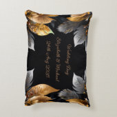 Gepersonaliseerde gouden & zilveren bloemige zonne accent kussen (Achterkant (Verticaal))