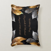 Gepersonaliseerde gouden & zilveren bloemige zonne accent kussen (Voorkant(Verticaal))