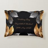Gepersonaliseerde gouden & zilveren bloemige zonne accent kussen (Achterkant)