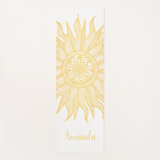 Gepersonaliseerde Gouden Zon Boho Mandala Yogamat (Voorkant)