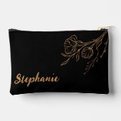 Gepersonaliseerde Gouden Zwart Script Naam Make-up Etui (Achterkant)