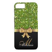Gepersonaliseerde gouden, zwarte GROENE GLITTER BO Case-Mate iPhone Case (Achterkant)