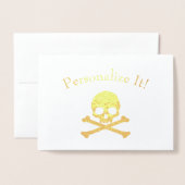 Gepersonaliseerde goudflesschedel en kruisgraten folie kaarten (Voorkant met envelop)