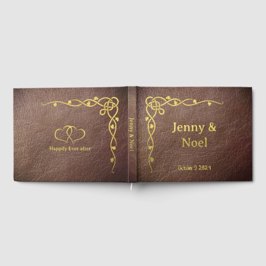 Gepersonaliseerde goudfolie en kunstleer gastenboek (Volledig)