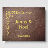 Gepersonaliseerde goudfolie en kunstleer gastenboek (Voorkant)