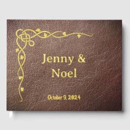 Gepersonaliseerde goudfolie en kunstleer gastenboek