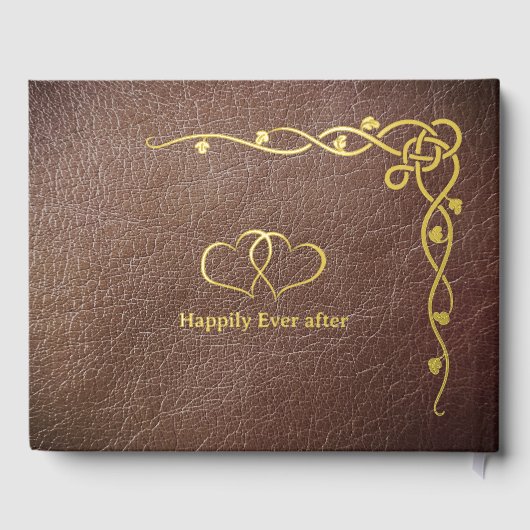 Gepersonaliseerde goudfolie en kunstleer gastenboek (Achterkant)