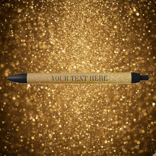 Gepersonaliseerde goudglitterpen luxetekst op ma zwarte inkt pen