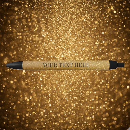 Gepersonaliseerde goudglitterpen | luxetekst op ma zwarte inkt pen