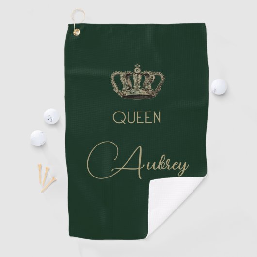 Gepersonaliseerde  goudkoningin golfhanddoek (Insitu)