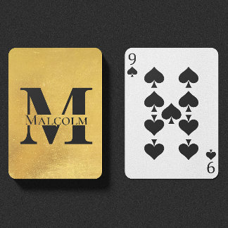 Gepersonaliseerde goudmonogram Aangepaste naam Wea Pokerkaarten