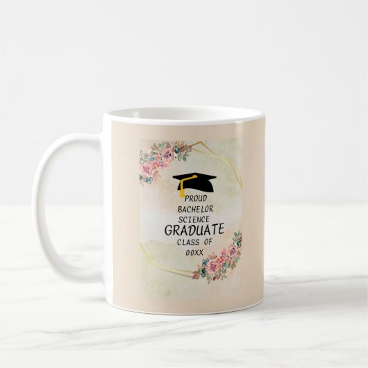Gepersonaliseerde graad afstuderen gezegde koffiemok (Links)