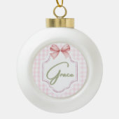 Gepersonaliseerde Grace Baby Girl Nursery Bow & Gi Keramische Bal Ornament (Voorkant)