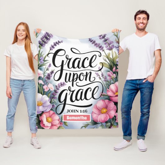 Gepersonaliseerde Grace On Grace Christelijke vrou Fleece Deken (In situ)