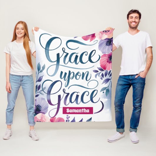 Gepersonaliseerde Grace Upon Grace Christelijk Fleece Deken (In situ)