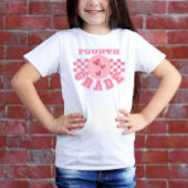 Gepersonaliseerde Grade Level Checkered Board Pink T-shirt