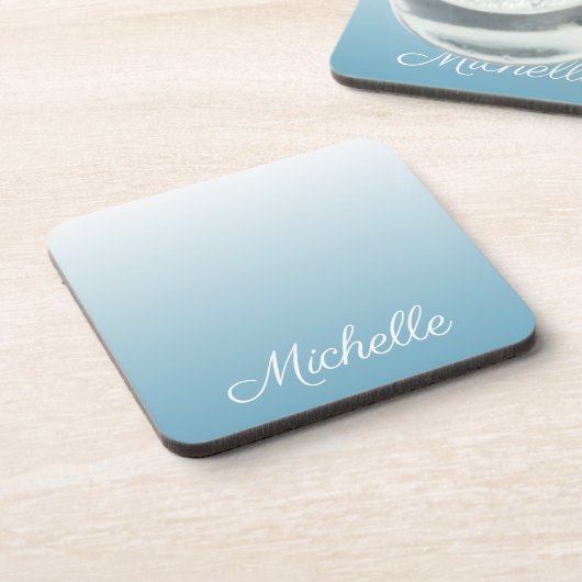 Gepersonaliseerde gradiënt ombre engel blauw bier onderzetter (Linkerzijde)
