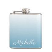 Gepersonaliseerde gradiënt ombre engel blauw heupfles (Voorkant)