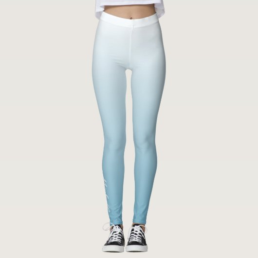 Gepersonaliseerde gradiënt ombre engel blauw leggings (Voorkant)