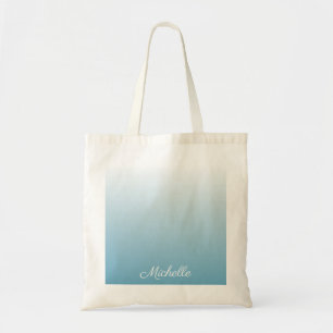 Gepersonaliseerde gradiënt ombre engel blauw tote bag
