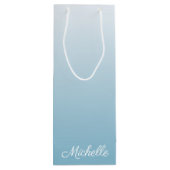 Gepersonaliseerde gradiënt ombre engel blauw wijn cadeautas (Achterkant)